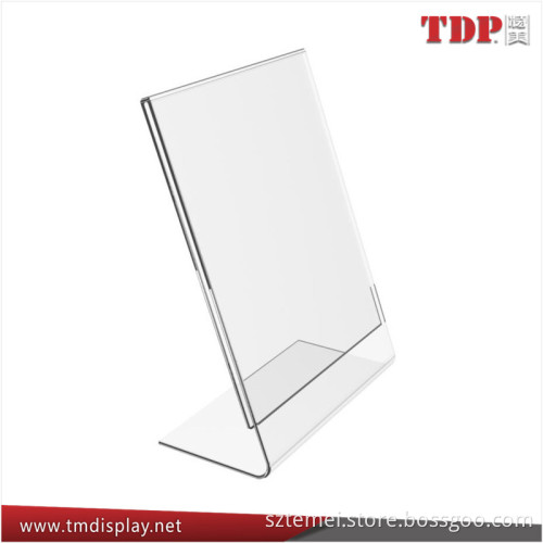Wholesale Clear 5x7 Inches Restaurant L Shape Plastic Menu Holder Acrylic Sign Holder